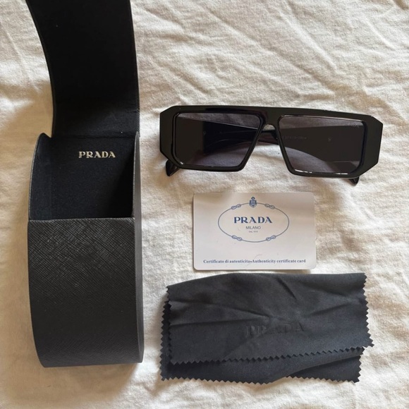 Prada Rectangular Black Sunglasses - Picture 1 of 3